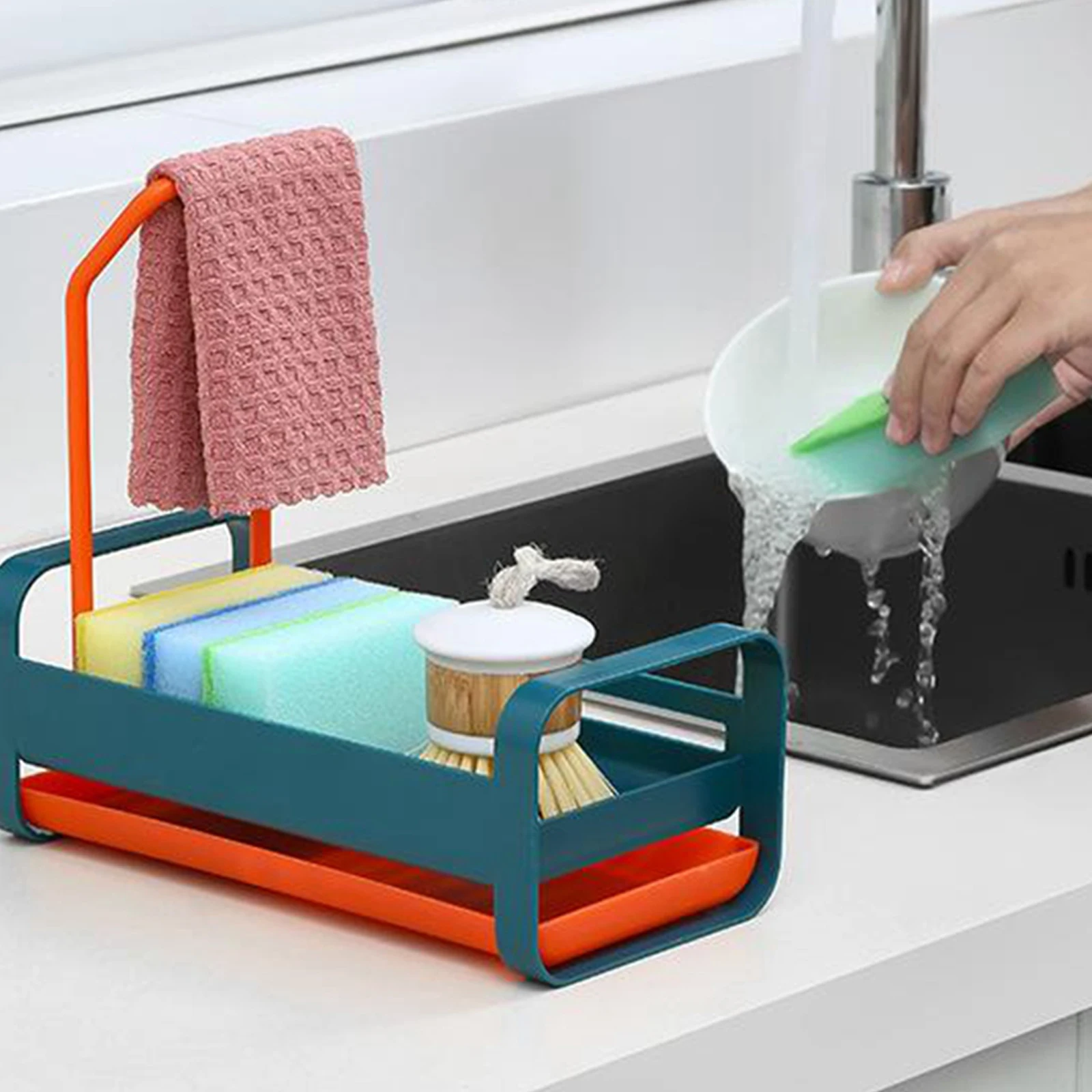 

Punch-free Kitchen Multifunctional Sink Drain Storage Rack Bathroom Soap Sponge Organizer Case Kitchen Accessories