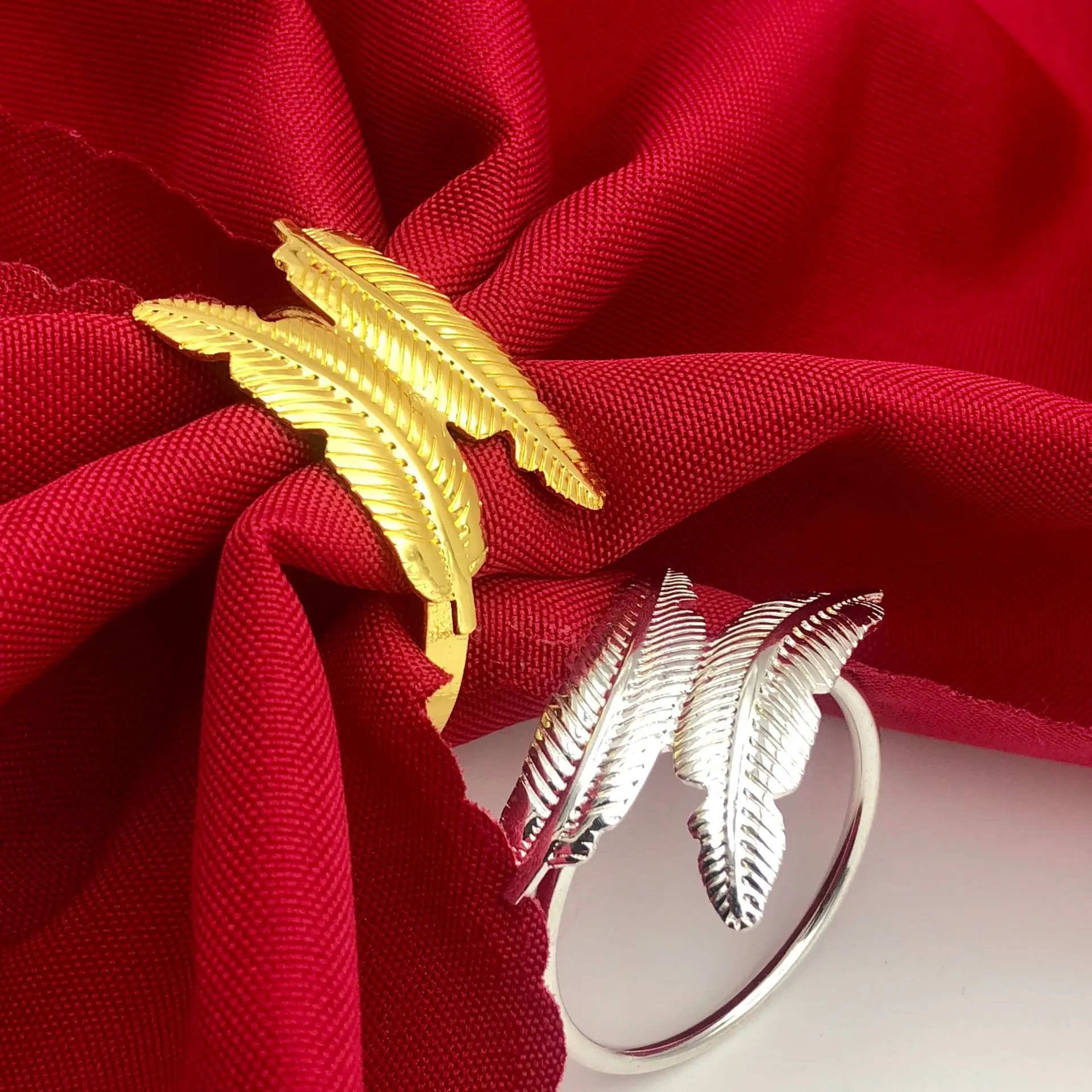 6 шт./сплав Гальваническое перо кольцо для салфеток настольное украшение