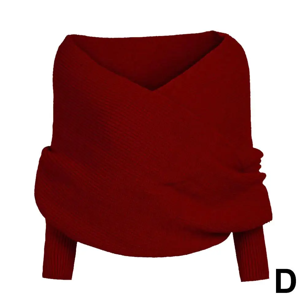 Женский зимний шарф с рукавом зимняя теплая шаль верхний элегантный короткий