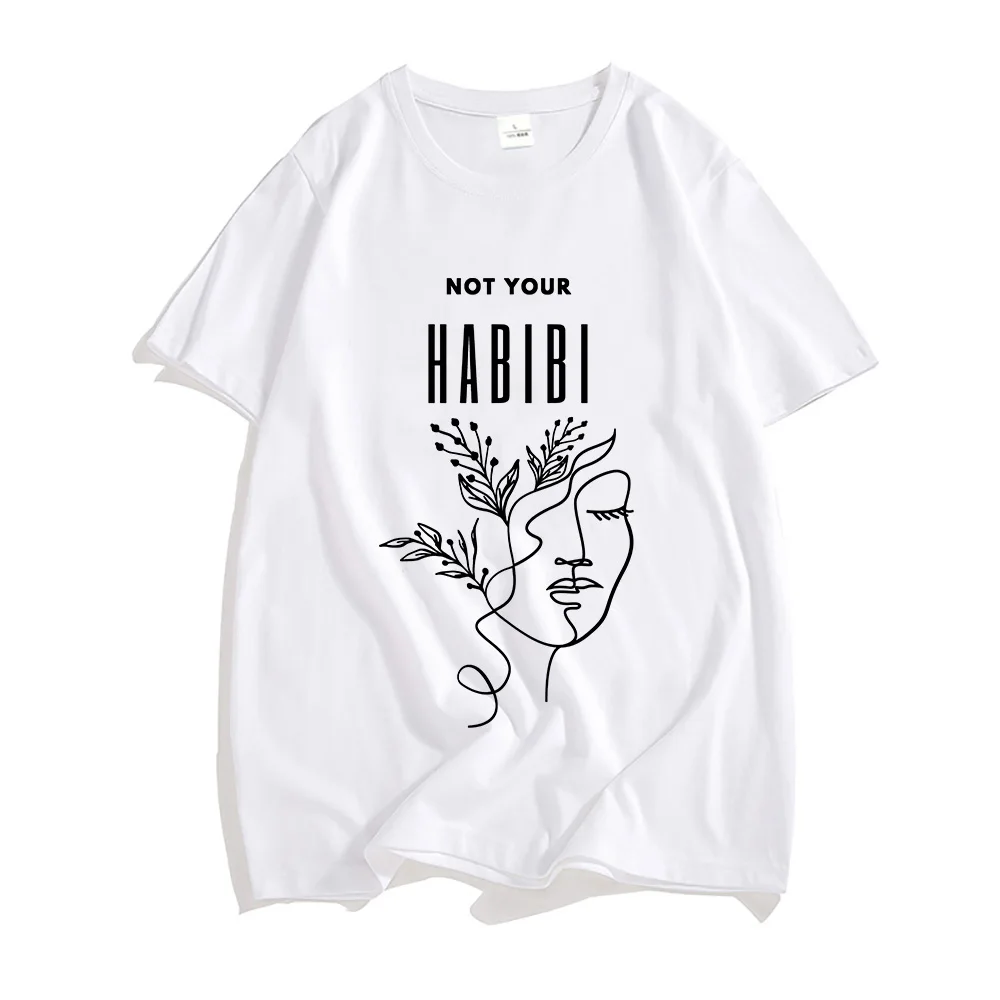 

Not Your Habibi Face Tshirts MEN Handsome T-shirts 100% Cotton Minimalist Line T Shirts Sense of Design Four Seasons Regular Fit