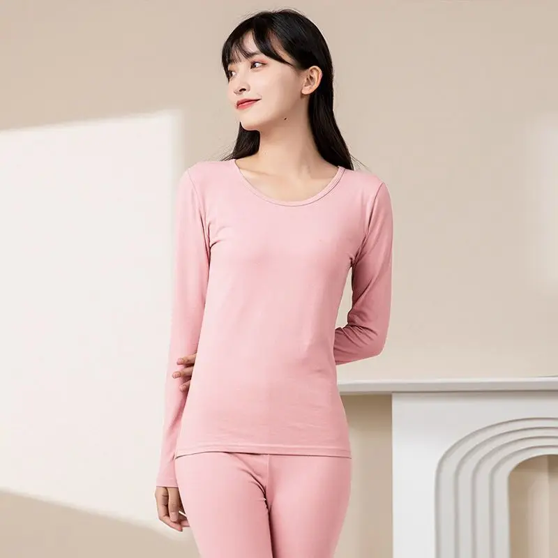 Autumn and Winter Pajamas Women's Thermal Underwear Suede Long Sleeve Undershirt Base Shirt Two-Piece Suit Home Wear