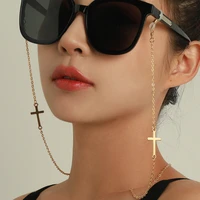 fashion symmetrical metal cross eyeglasses chain simple anti slip lanyard accessory necklace hanging rope sunglasses for women
