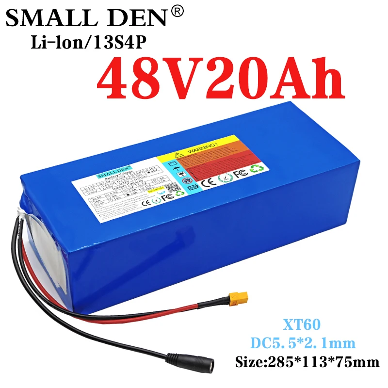 

48V 20Ah 13S4P 21700 lithium battery pack1200W high power electric bicycle electric scooter rechargeable battery built-in25A BMS