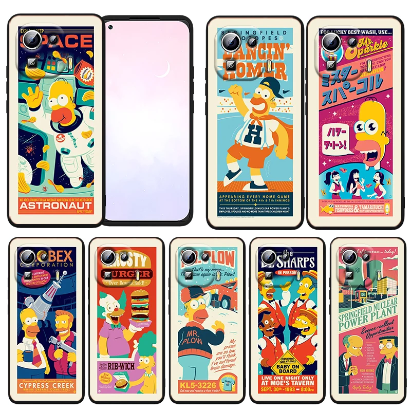 

Disney The Simpsons Cute For Xiaomi Mi 12X 12 11 11T 11i 10T 10 Pro Lite Ultra 5G 9T 9SE A3 TPU Silicone Black Phone Case