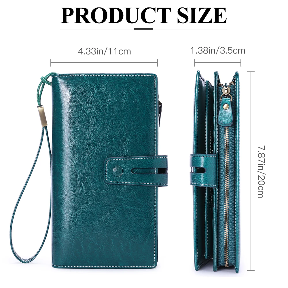 2023 New Rfid Long Women Wallets Clutch Zipper Coin Pocket Female Wallet Quality Card Holder Genuine Leather Ladies Purse