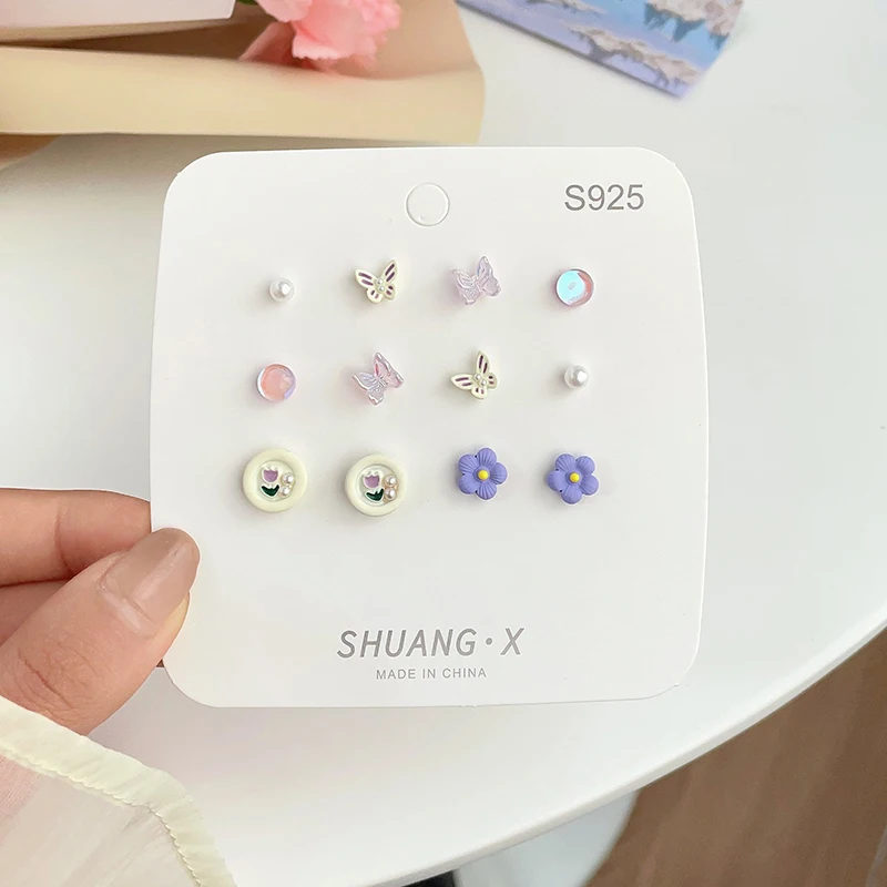 Early Spring 925 Silver Needle Ear Stud For Women Fresh Sweet Flower Week Earrings Daily Gentle Temperament Girls' New Fashion