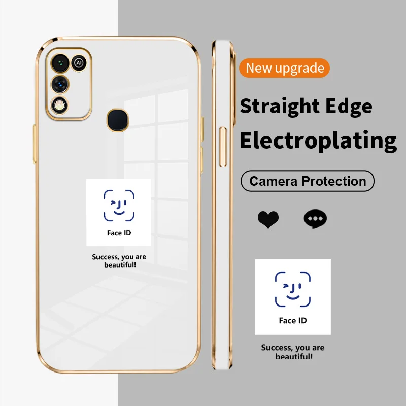 

Electroplated Case on for Infinix Hot 10 11 Play 10S 10T 11S NFC Hot 12i 12 Pro Smart 5 India Shockproof Smiley Face Shell