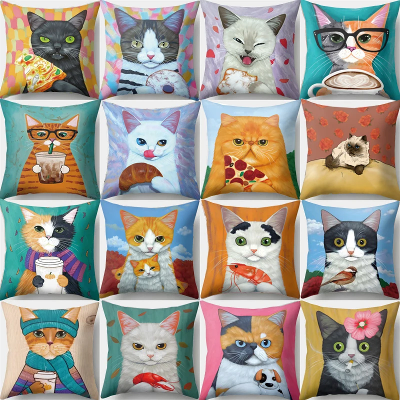 

45x45cm Cute Cartoon Pet Pillowcase Car Sofa Bedroom Home Decoration Square Polyester Cushion Cover Chair Sleeping Pillowslip