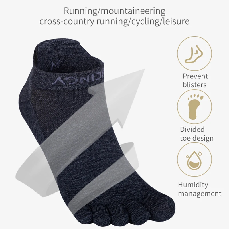 Toe Socks 2022 New Merino Wool Run Lightweight No-show Blister prevention Five Fingers Running Basketball Pilates Yoga Socks Men