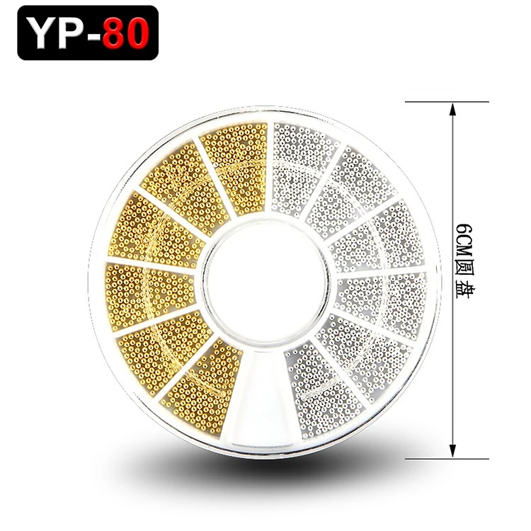

Новый высококачественный 12-сеточный диск с золотыми, серебряными и стальными шариками, двухцветные украшения для ногтей, лидер продаж, аксессуары для ногтей