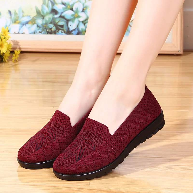 

Woman Sneakers Breathable Women's Casual Shoes Lightweight Loafers Knitted Mesh Slip-on Comfortable Flat Shoes Zapatillas Mujer