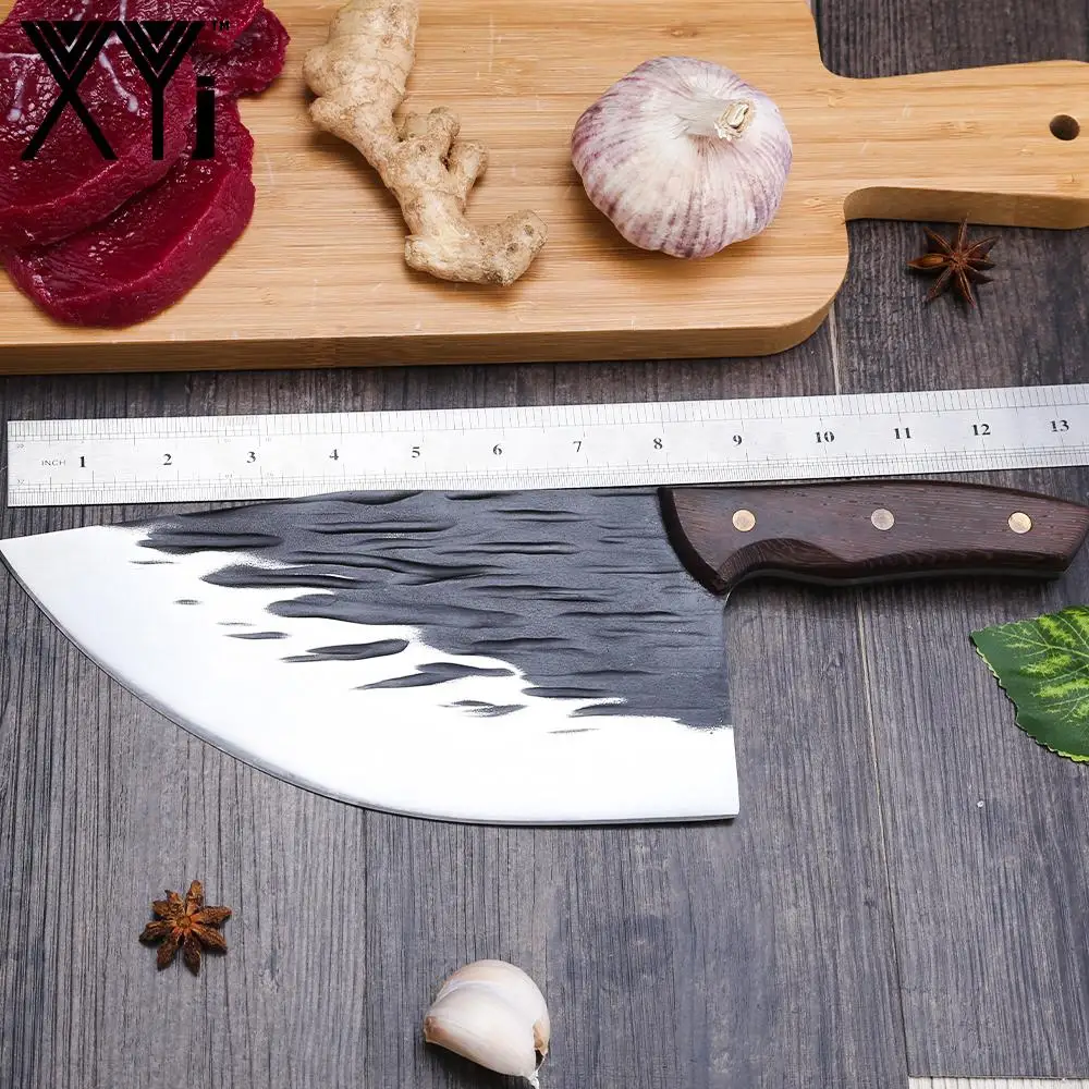 

XYj Slaughter 8'' INCH Cutting Bone Slicer Stainless Steel 5CR15 Wood Handle Meat Fish Turkey Chicken Meat Cleaver Butcher Tool