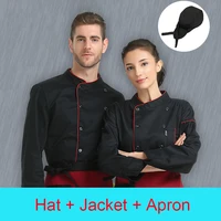 long sleeve womens kitchen jacket hotel chef uniform restaurant cook clothes bakery cooking hat cafe woman kitchen aprons
