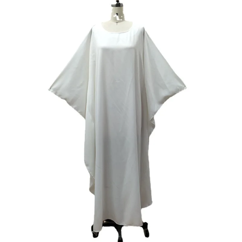 Muslim Dress Solid Color Bat Sleeves Middle East Dubai Loose Size Robe Abayas for Women Kaftan Femme Musulman