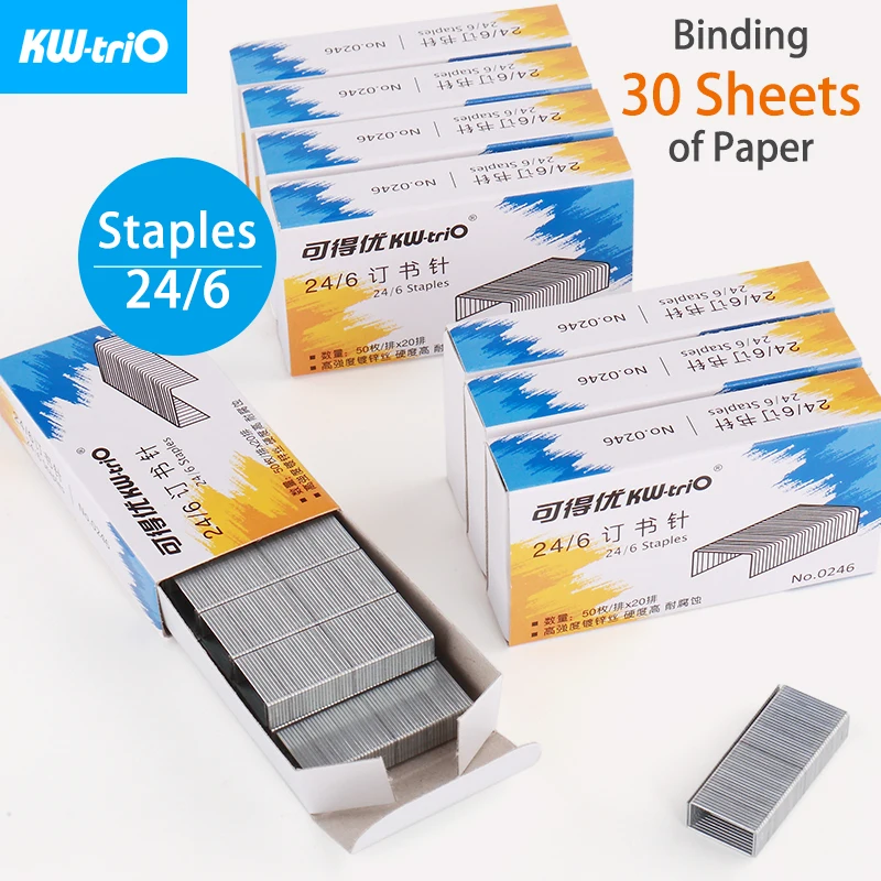 

KW-triO Staples 24/6 26/6 Bind 30 Sheets Universal Office Staples Metal Staples Paper Notebook Stapler Office Binding Supplies