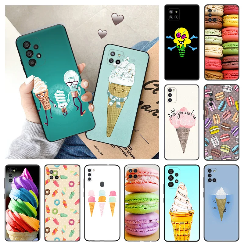 

Силиконовый чехол для телефона Samsung A73, A72, A71, A53, A52, A51, A42, A41, A33, A32, A31, A23, A22, A21, A14, A13, A12, A11, мультяшный чехол с мороженым
