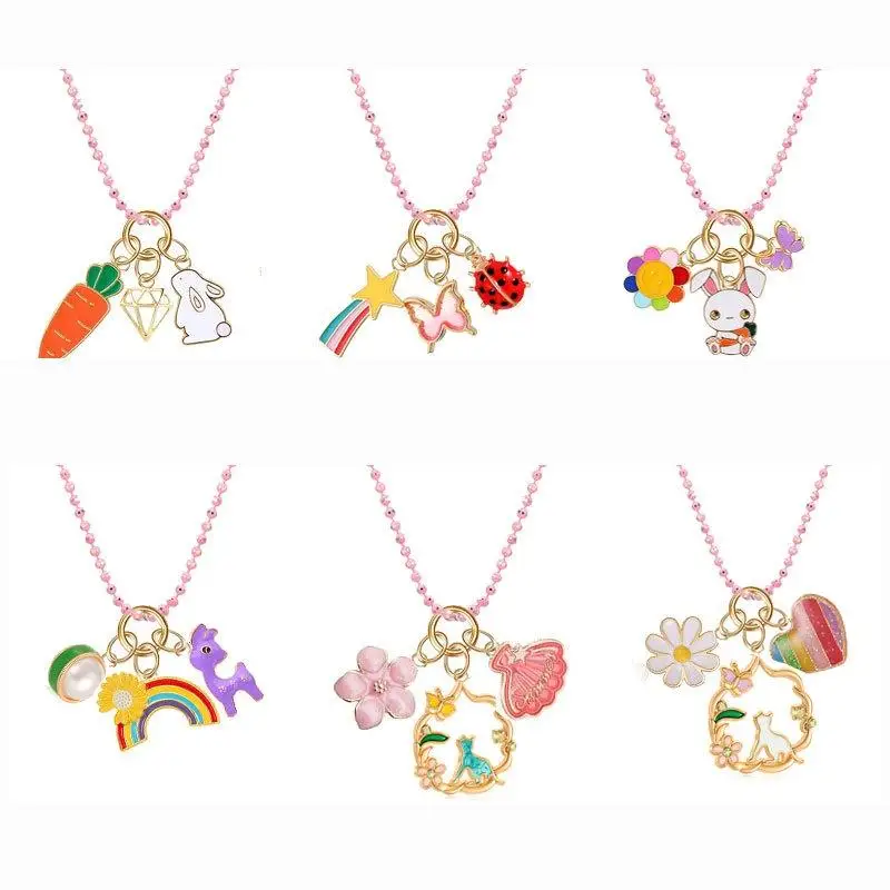

Colorful Butterfly Cat Necklace Pendant Children's Day Diy Birthday Gift Cartoon Animal Necklace Pendant
