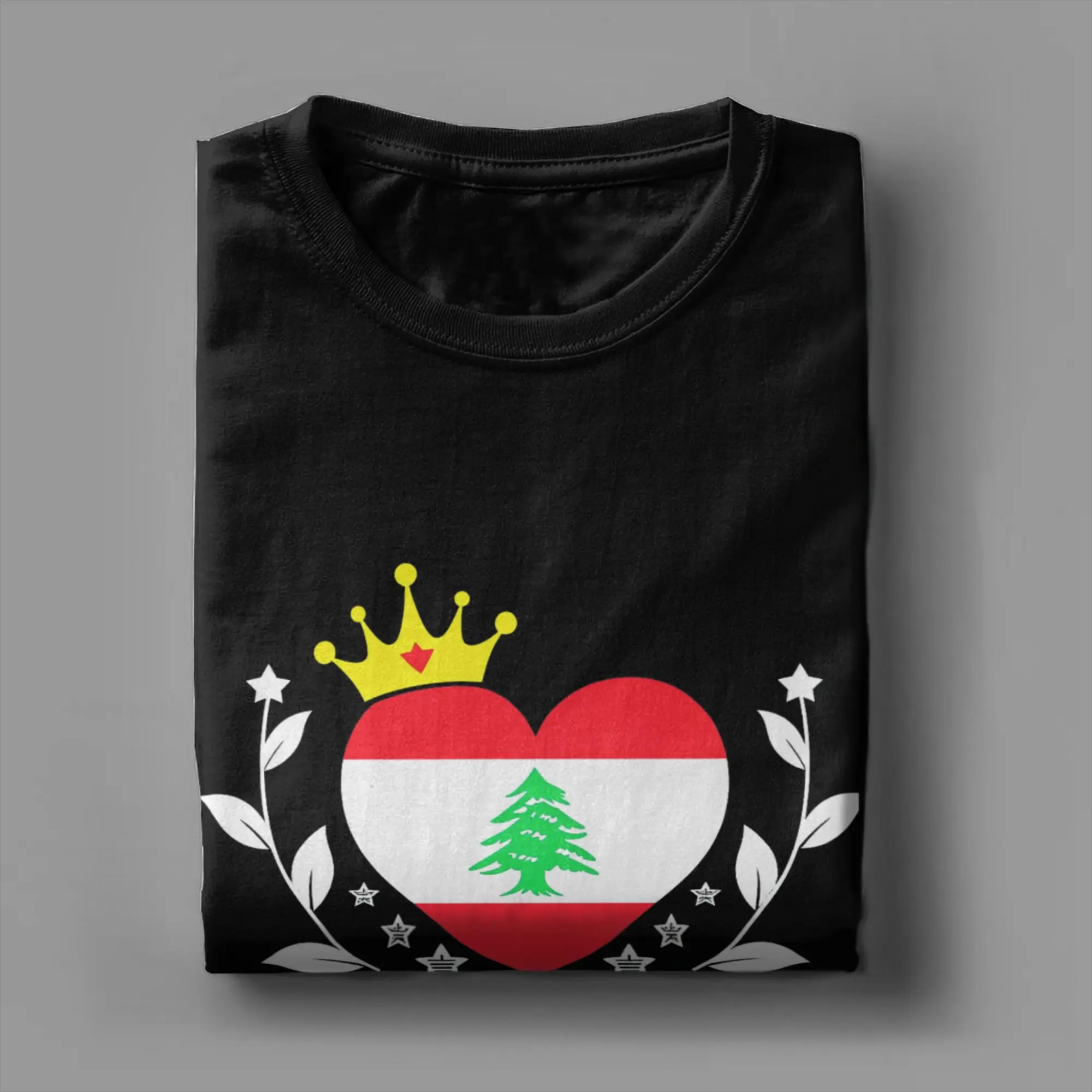 Фото Мужская футболка с принтом «Ливанская принцесса», флагом Ливана и сердцем с короной, в стиле хиппи, летняя, повседневная, из 100% хлопка, больших размеров №3