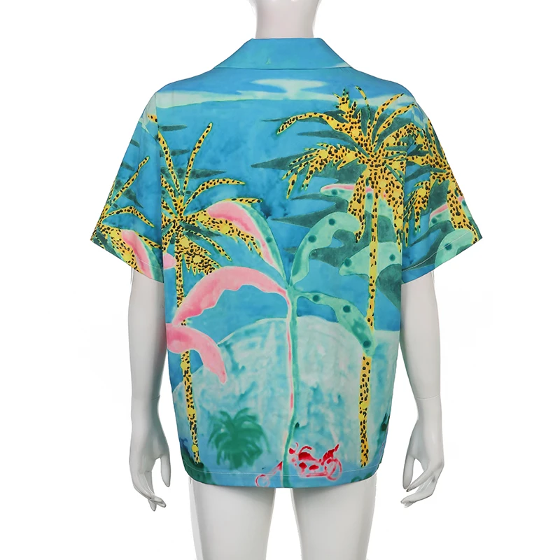 BIIKPIIK 2022 Летняя Пляжная футболка в стиле оверсайз женские топы на пуговицах с