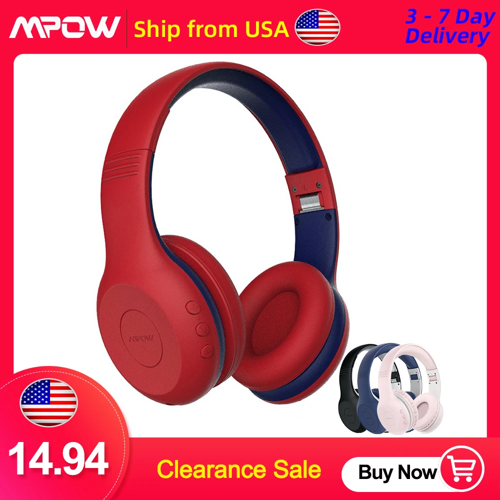 

Mpow Bluetooth 5.0 Kids Headphones CH6 Plus for Teens Children Learning Wireless Headsets with 16H Playtime for PC/iPad/Phone