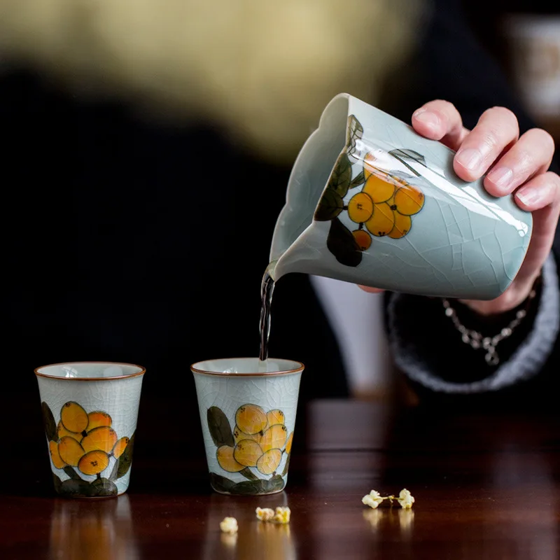 Чайная чашка с ручной росписью Loquat Fair керамический чайный диспенсер для льда и