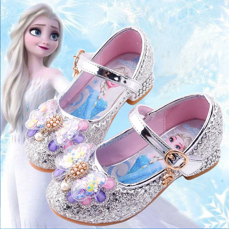 

Новые весенние туфли Disney для девочек, повседневные туфли принцессы, туфли с замороженными кристаллами, кожаные туфли Эльзы, осенние детские...