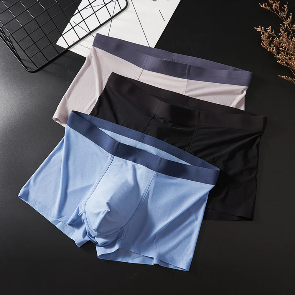 

Men Ice Silk Thin Seamless Underwear Boxer Brief Shorts U Convex Pouch Underpants Panties Men's Swimming Trunks Boxer Homme