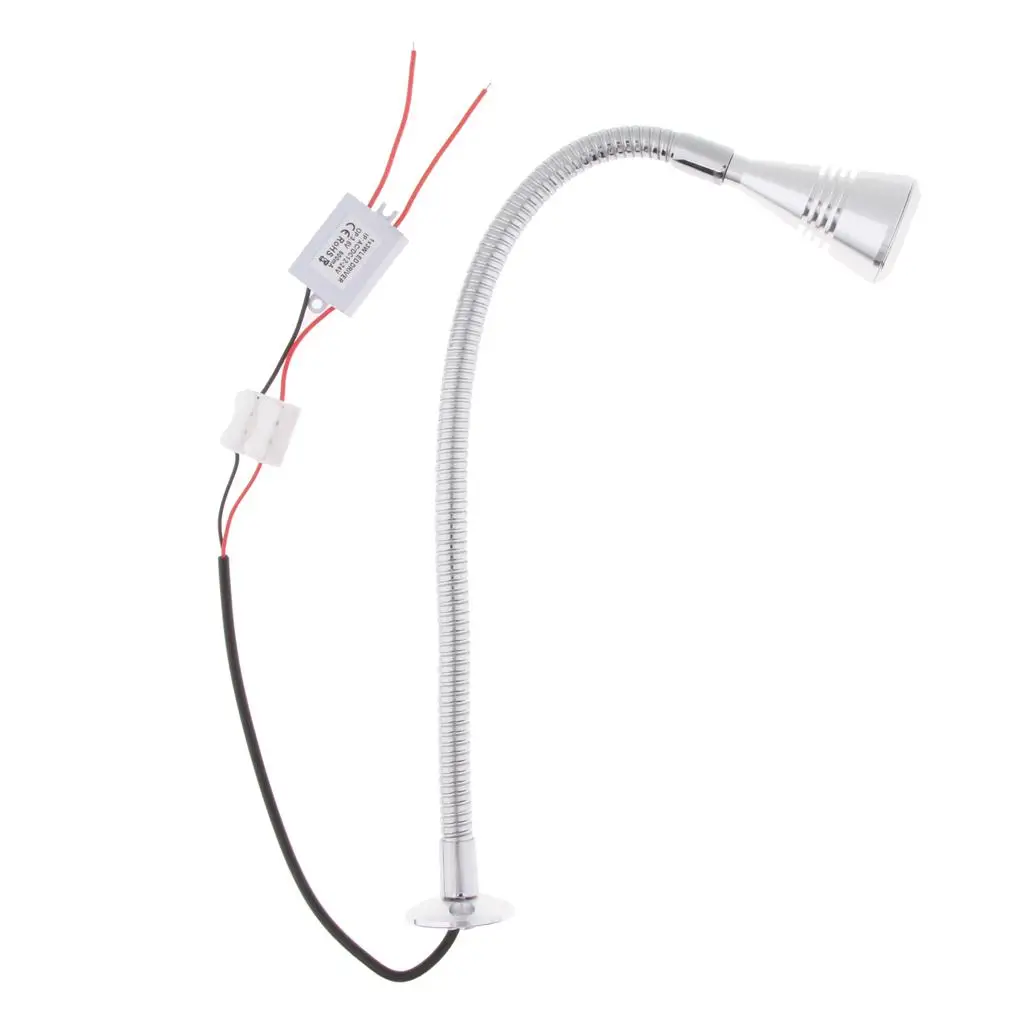 

2W LED Flexible Gooseneck Reading Light Bedroom Bedside Lamp Black,Silver