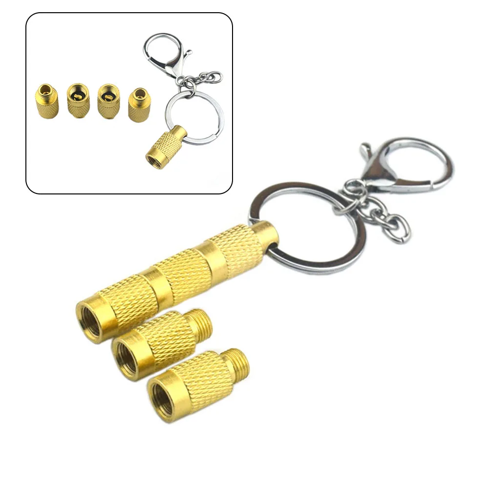 

Air Down Tool Tire Air Deflator Valve Caps ​4 In 1 3.33*0.39\\\" 84.5*10mm Solid Brass Keychain Tyre Air Down Tool
