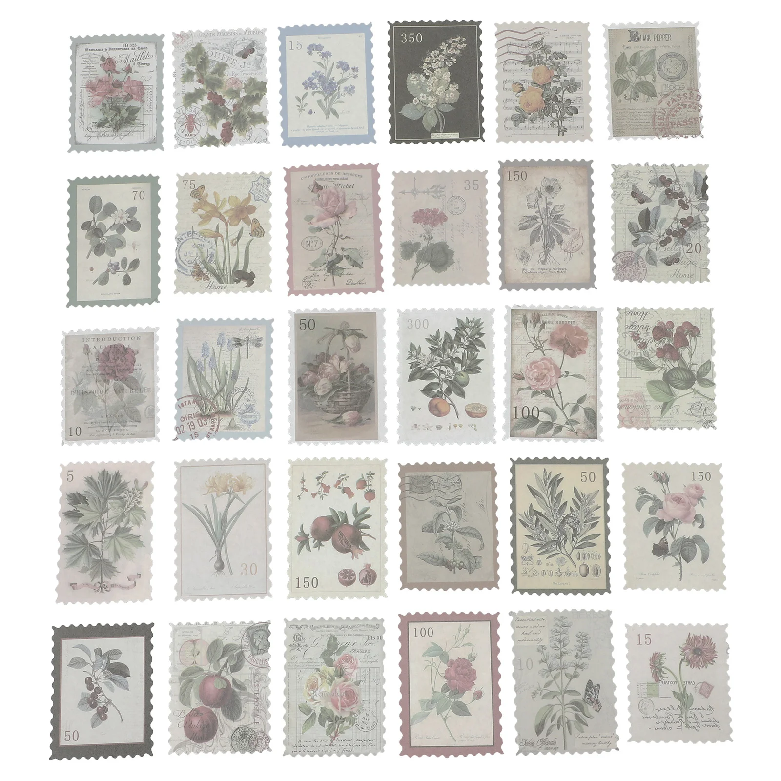 

Sticker Stickers Stamp Paper Vintage Postage Washi Scrapbooking Retro Botanical Journaling Supplies Decal Scrapbook Set