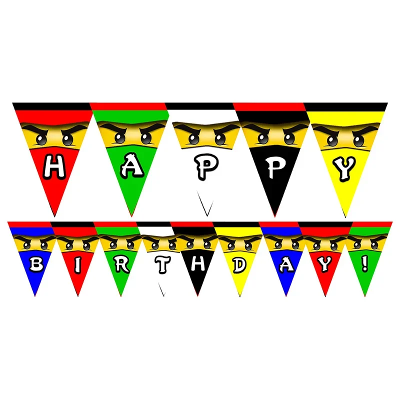 Баннер на день рождения Ninjago для мальчиков красные и черные глаза воин ниндзя