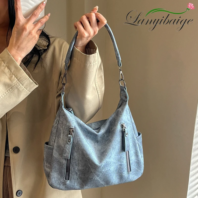 Кожаная однотонная сумка через плечо для женщин дизайнерские вместительные