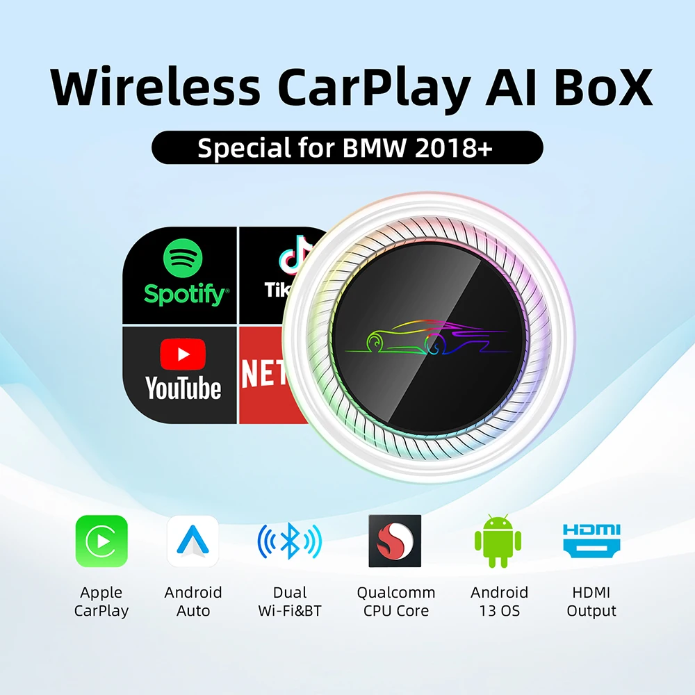 

Android13 Wireless CarPlay AI Box для BMW ID6 ID7 ID8 ID9 для Youtube Netflix для оригинального автомобиля Встроенный Carplay