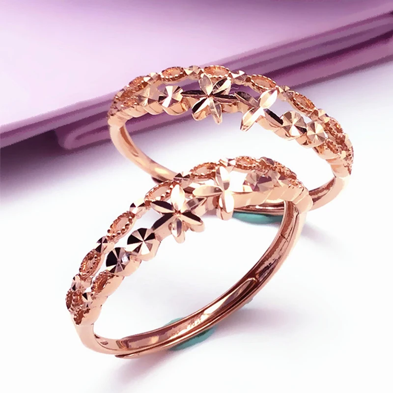 

585 Purple Gold 14K Rose Gold Star Engagement Rings for Women Japanese and Korean Style Light Luxury Delicate Jewelry