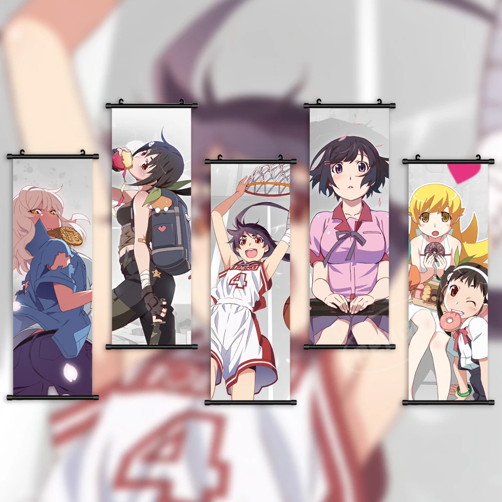 

Canvas Print Nisemonogatari Pictures Wall Art Hachikuji Mayoi Painting Hanging Ononoki Yotsugi Scrolls Anime Poster Home Decor
