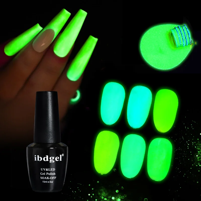 Ibdgel Fluorescent Glow-in-dark Gel Nail Polish Neon UV LED Venalisa Nail Art Soak Off Nail Polish Luminous Nail Art Gel 네일