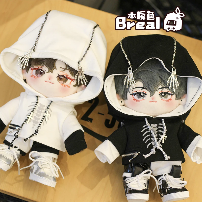 Handmade 20cm 3pc No Attribute Cool Guy Black White No Man's Land Suit Vest Doll Clothes Outfit Toys Doll's Accessories Cos Suit