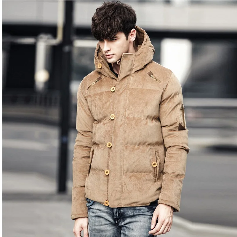 Medium Length Large Size Hooded Cotton Jacket Autumn and Winter Corduroy Thermal Jacket Man Outdoor Multi-pocket Cargo Jacket