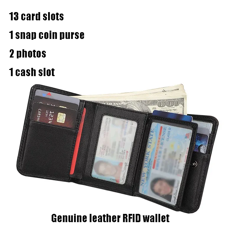 głowy w stylu vintage portfele z naturalnej skóry bydlęcej dla mężczyzn krótkie zapięcie na zatrzask uniseks