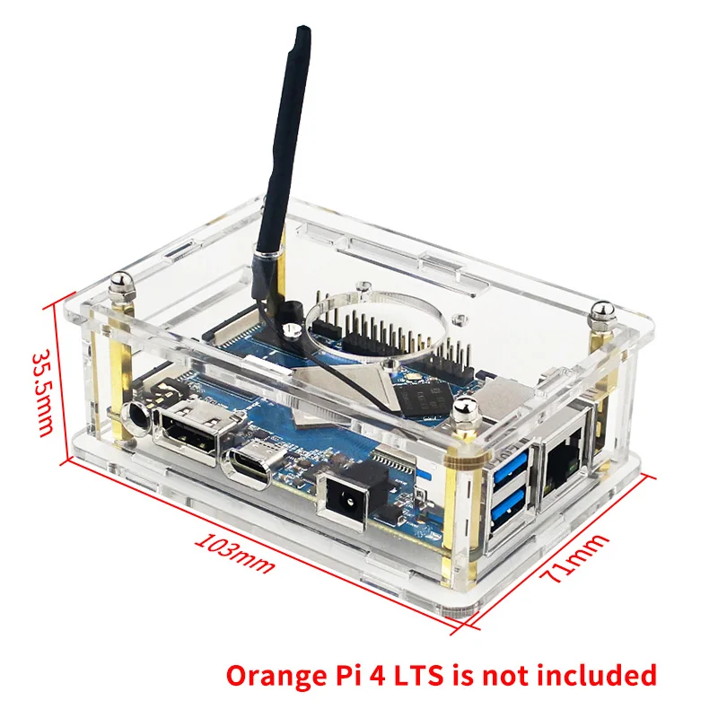 Оранжевый Pi 4 LTS акриловый зеркальный прозрачный корпус дополнительные радиаторы