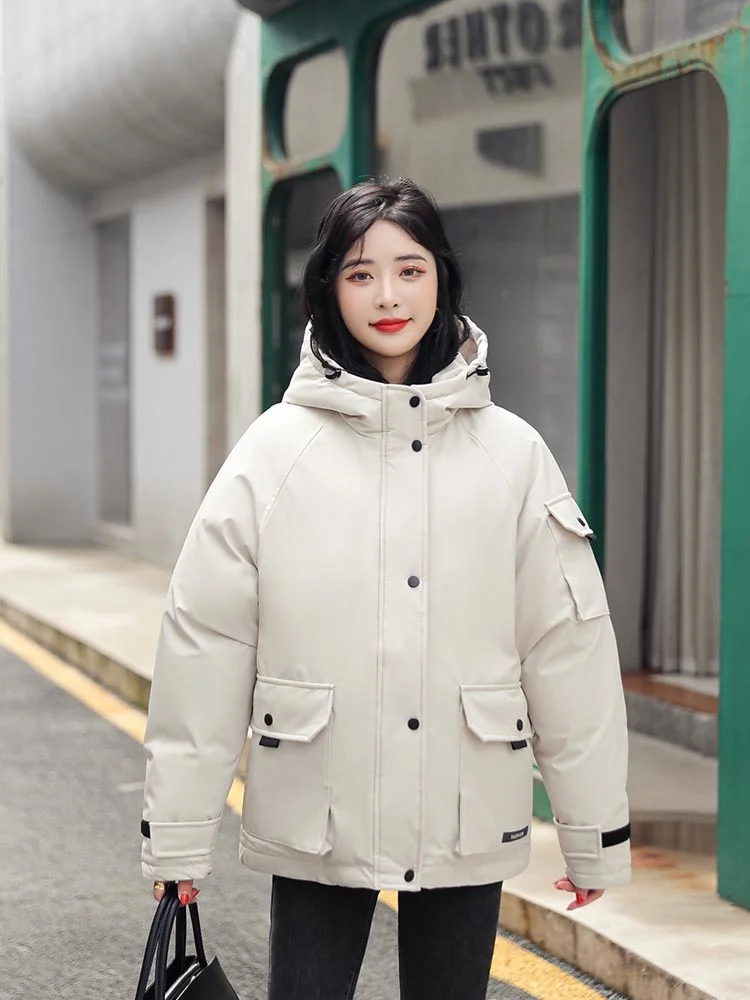 2022 New Cotton Padded Winter Hooded Jacket Women Loose Warm Short Parkas Winter Women Coat Clothing Down Jacket
