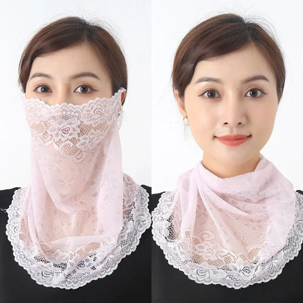 Шарф для лица с защитой от УФ-лучей Новая удобная кружевная маска шеи