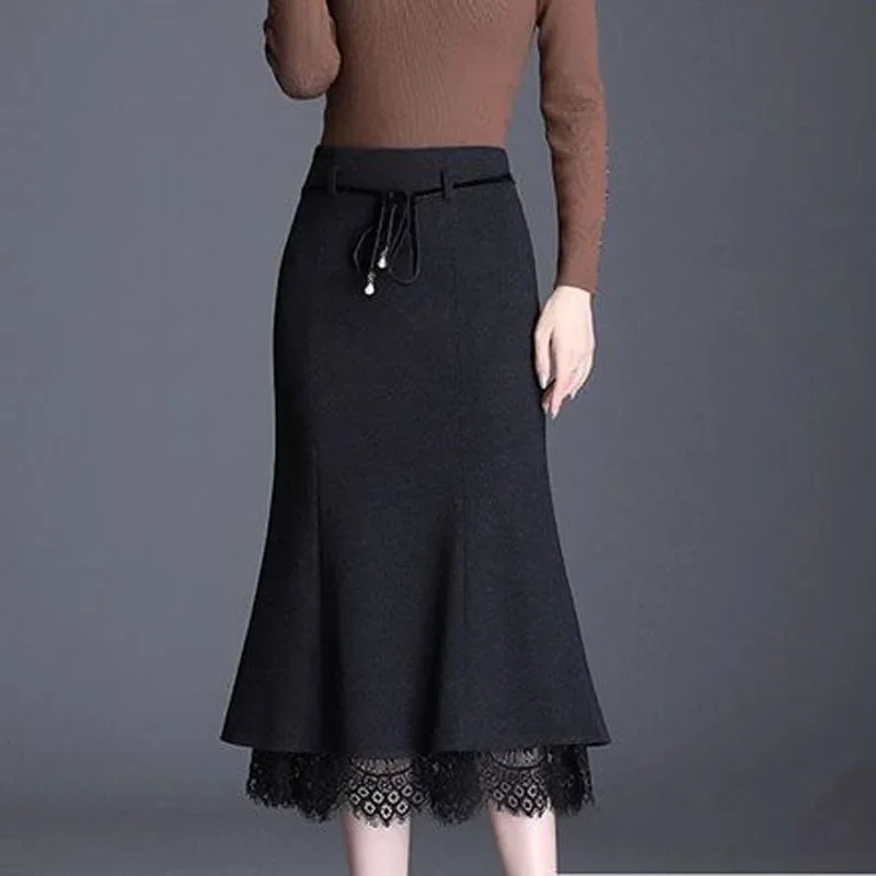 Модная Универсальная юбка-годе Qianniao Grace с высокой талией в западном стиле средней