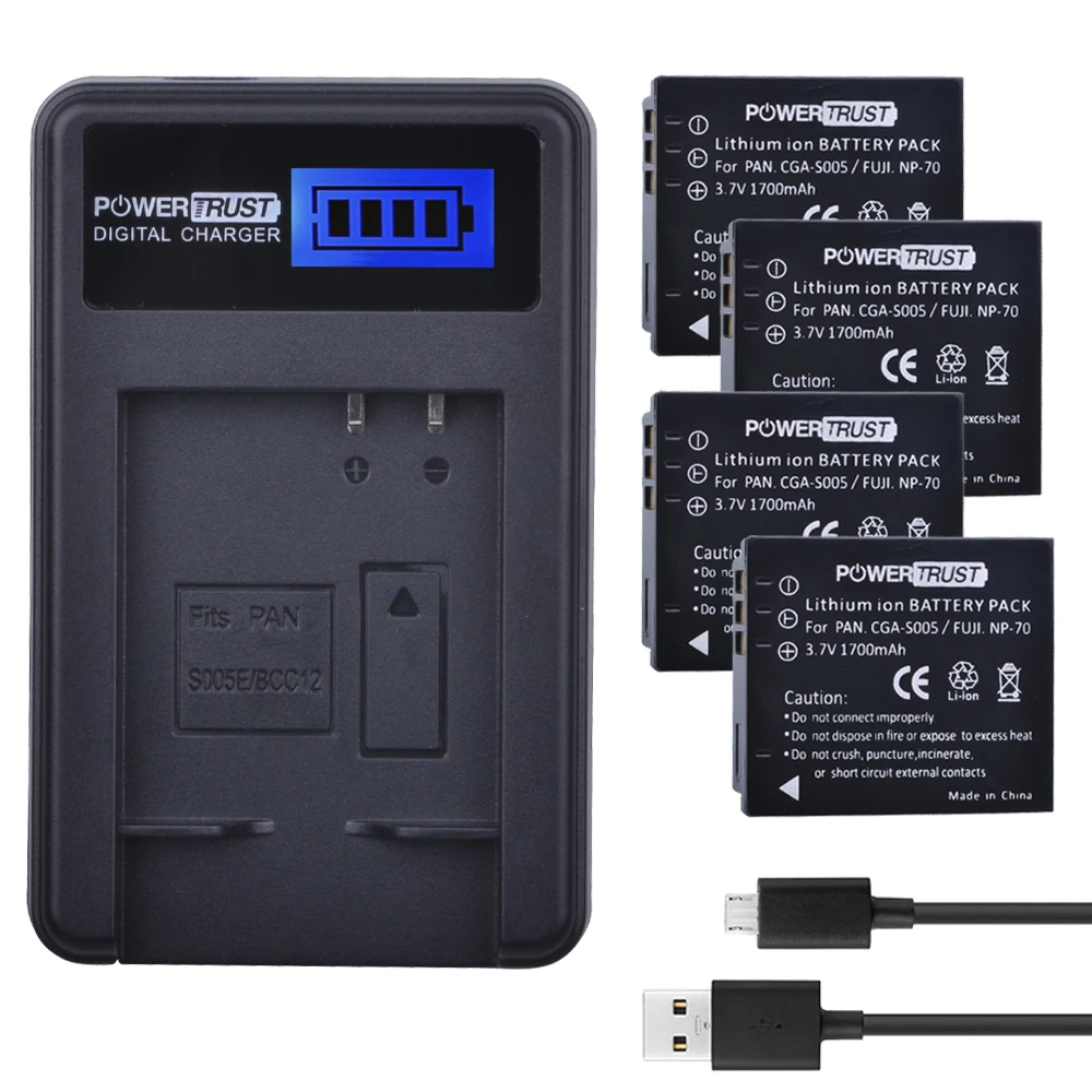 

NP-70 CGA-S005 Battery and Charger for Panasonic DMC-FS1 FS2 FX01 FX07 FX1 FX3 FX8 FX9 FX10 FX12 for RICOH R30 R40 R3 R4 R5