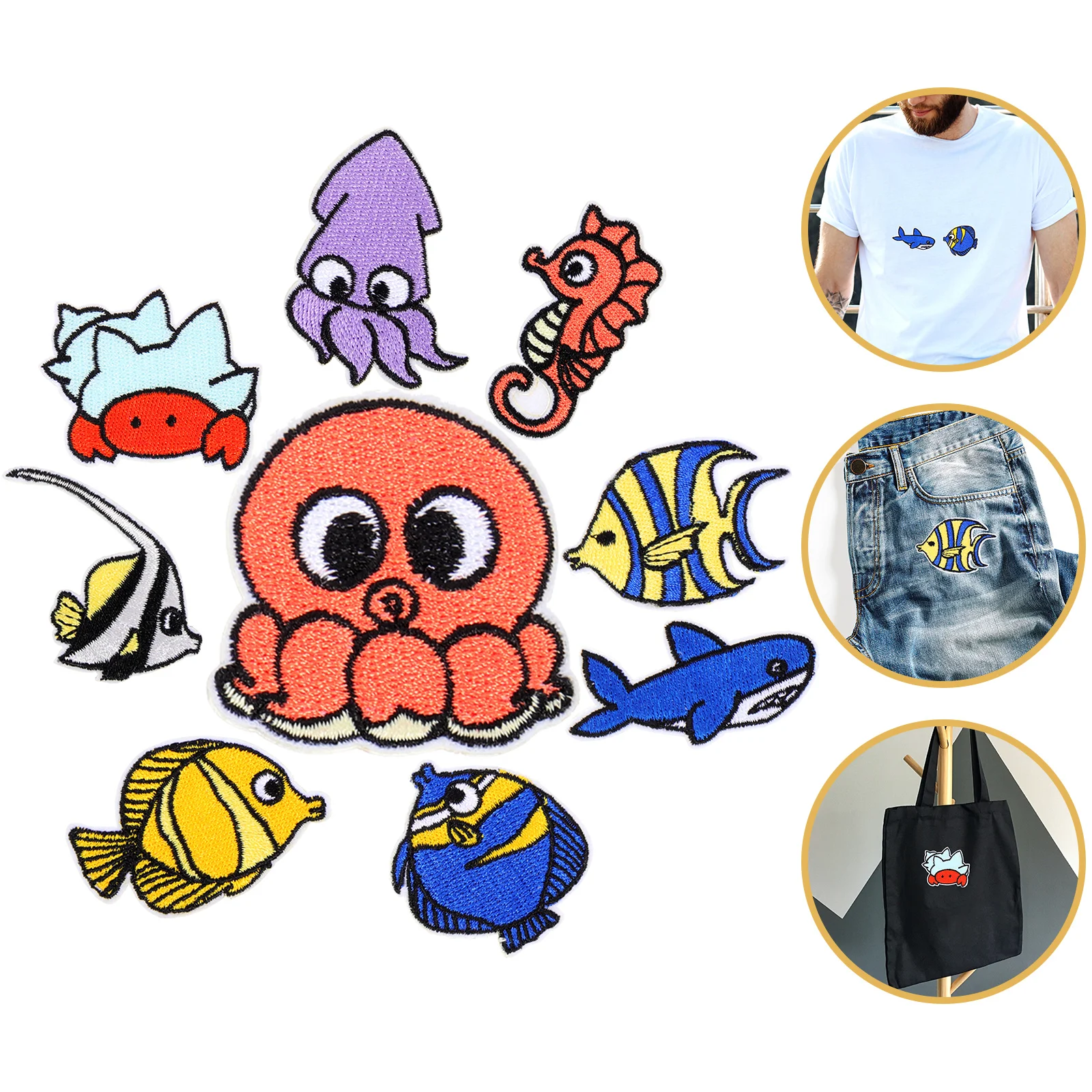 

Patchesiron Patch Sewing Embroidered Clothes Clothing Applique Appliques Repair Craft Decorativeembroidery Animal Diy Sea