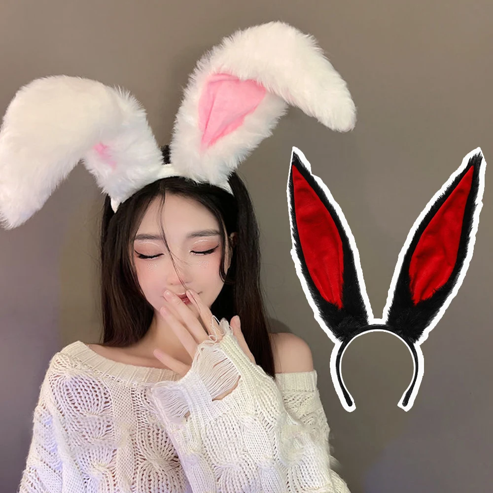 

Lolita Cosplay Headband Fluffy Plush Long Rabbit Ear Hair Hoop Rabbit Ears Hairbands Cartoon Anime Headpiece Hair Accessories