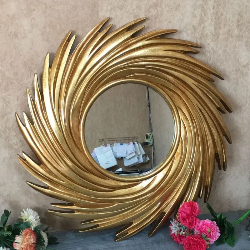 

Living Room Vintage Round Decorative Mirror Makeup Golden Custom Decorative Mirror Wall Arte De Pared Home Decoration YX50DM