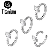 tit 1pc astm f136 titanium piercing body jewelry earrings zircon nose rings clicker small septum ear cartilage tragus helix 16g