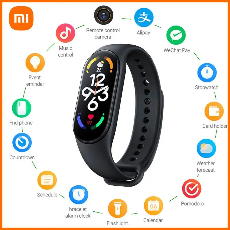 Смарт-браслет Xiaomi Mi Band 7 фитнес трекер с AMOLED экраном датчиком уровня кислорода в