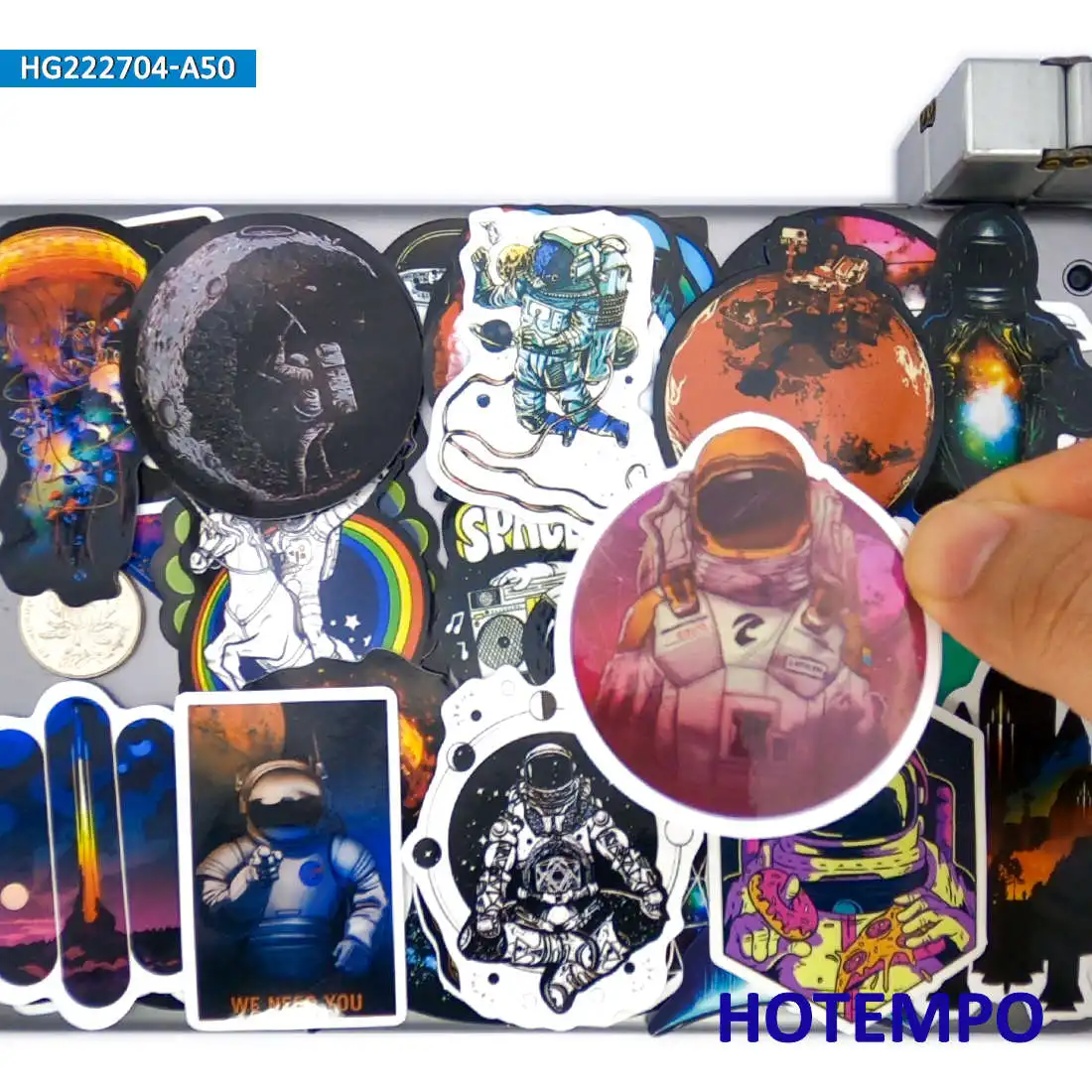 

50PCS Funny Astronaut SpaceShip Planet Universe Travel Spaceman Stickers for Phone Laptop Skateboard Bike Motorcycle Car Sticker